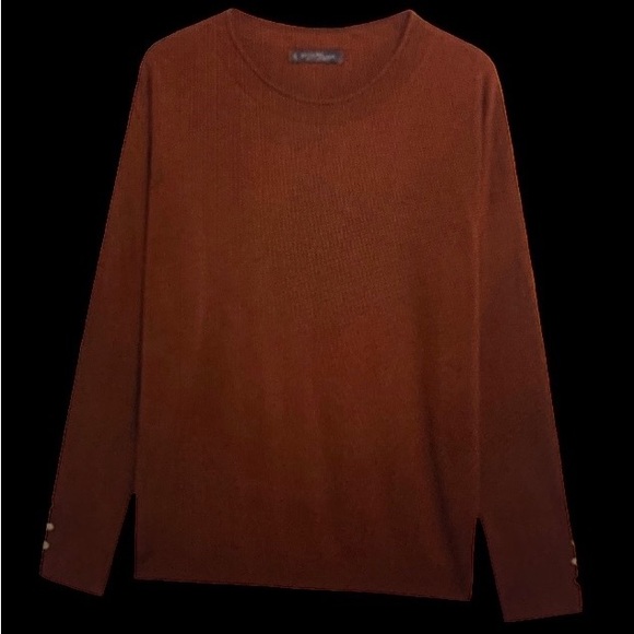 NWT Violeta by Mango Decorative Button Dark Dark Red Sweater XL - Picture 5 of 8